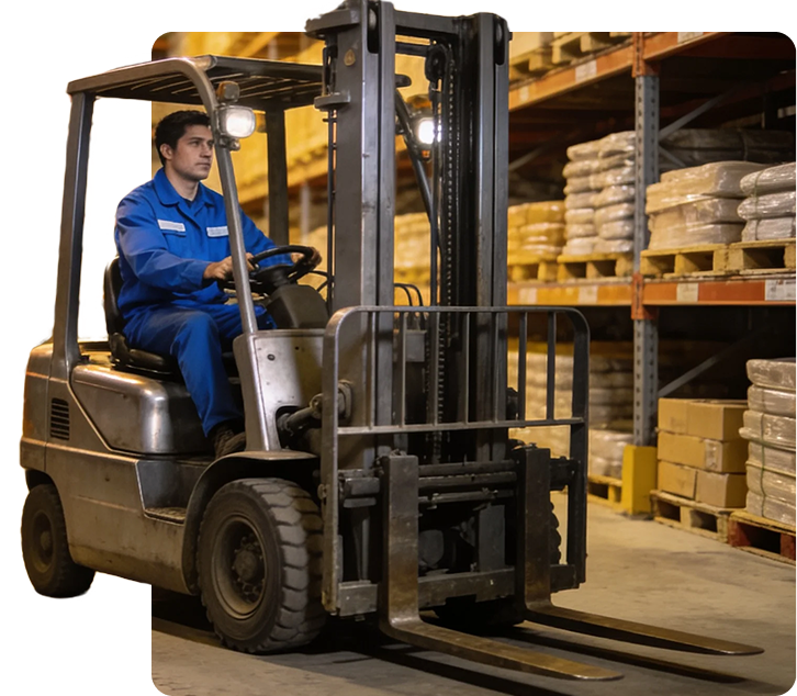 Forklift rental services showcasing multiple forklifts ready for delivery and use at a commercial job site